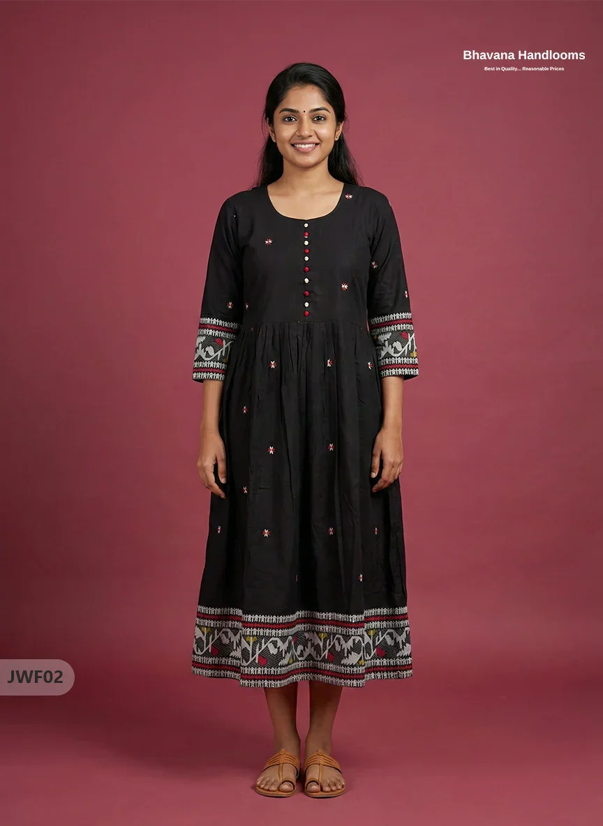 Exclusive Premium Jacquard Woven Frock in Black | 120 Count Fabric | Limited Edition