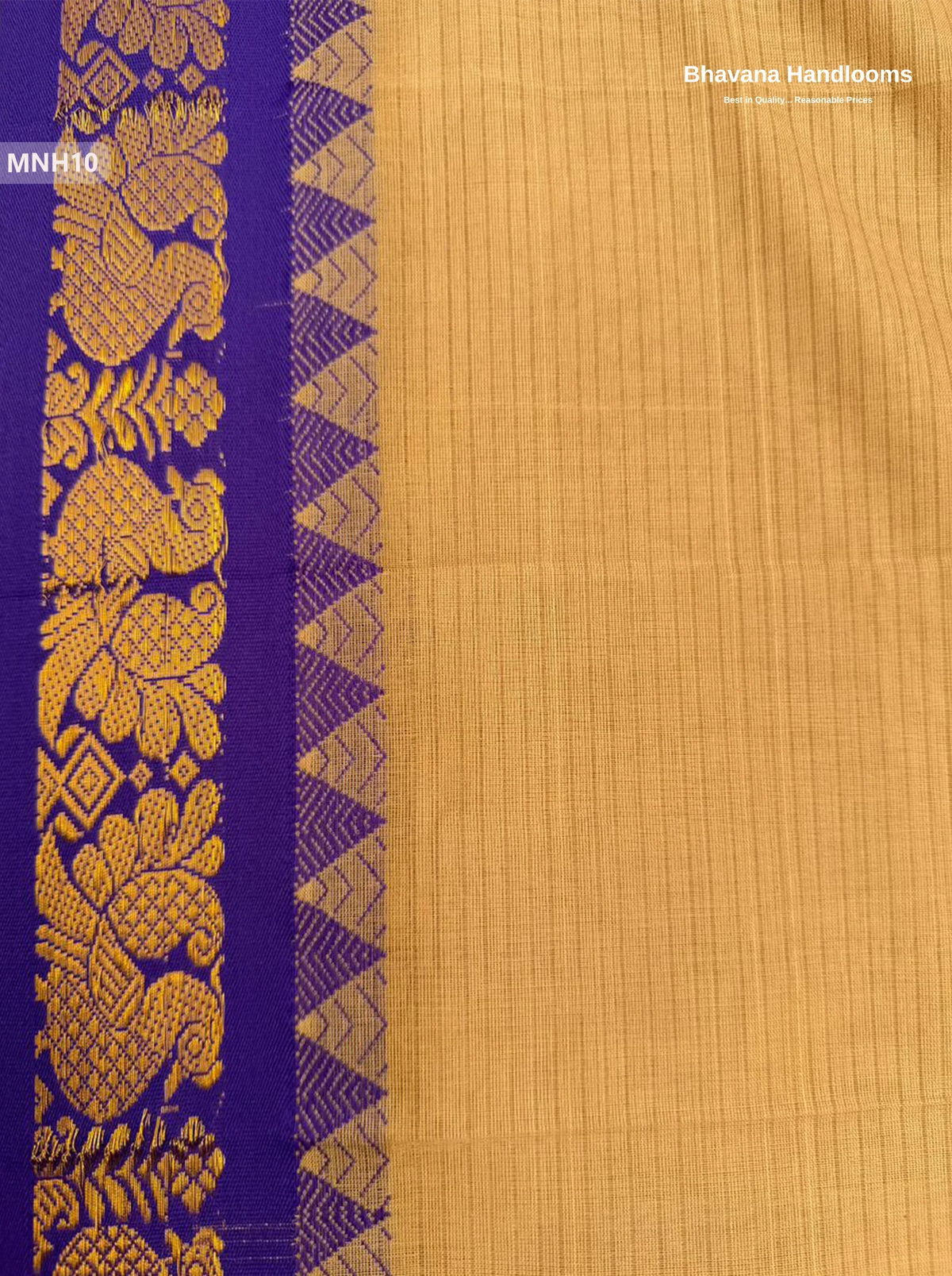Mini Gadwal Cotton Saree in Light Brown with Small Zari Border | Without Blouse