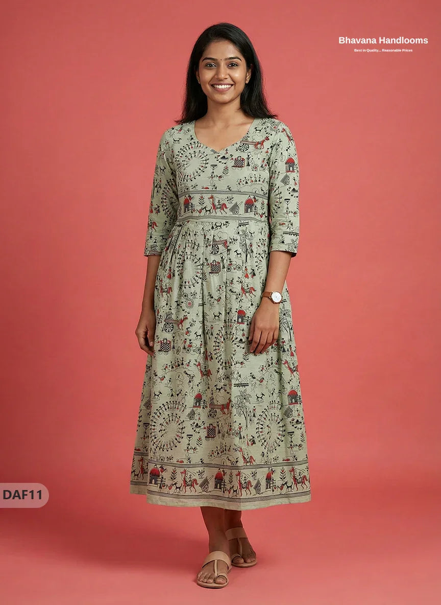 Comfortable Daily Wear Cotton Frock – Light Pista Green Colour | Half Lining