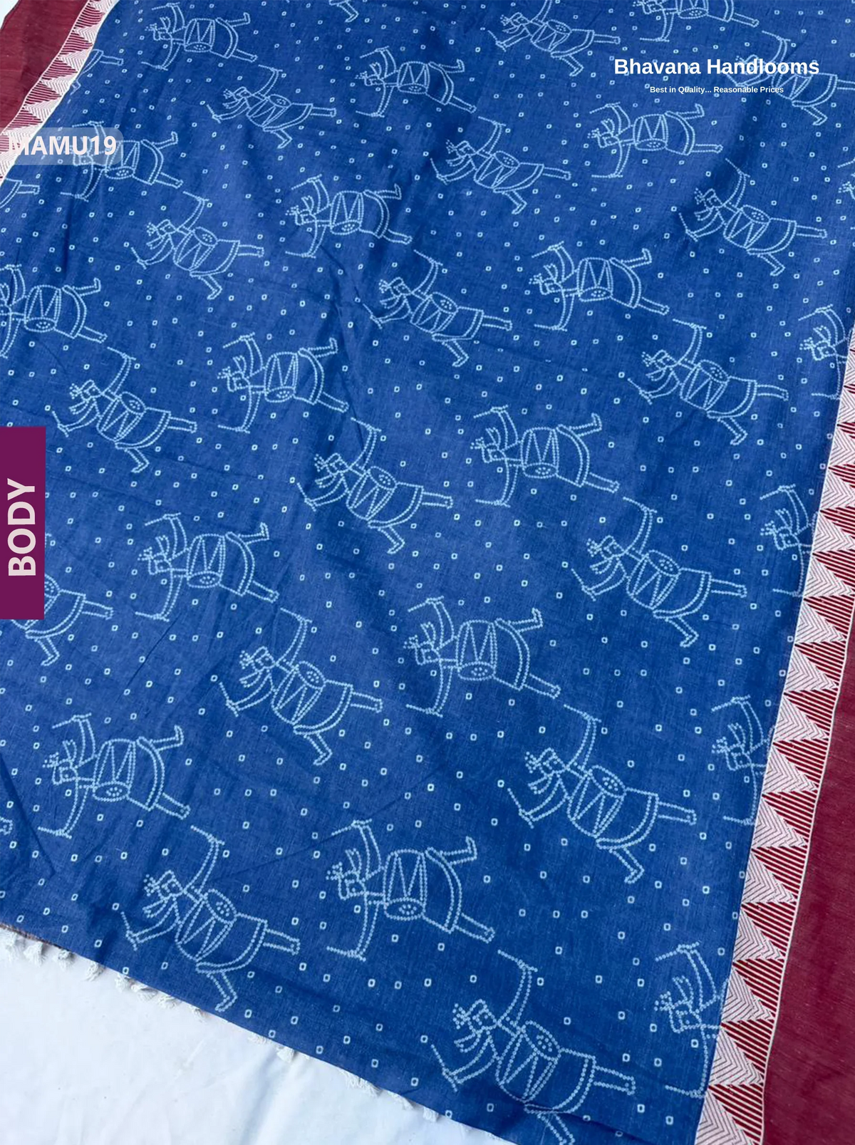 Soft Mul Cotton Dark Blue Digital Print Saree | Lightweight & Comfortable