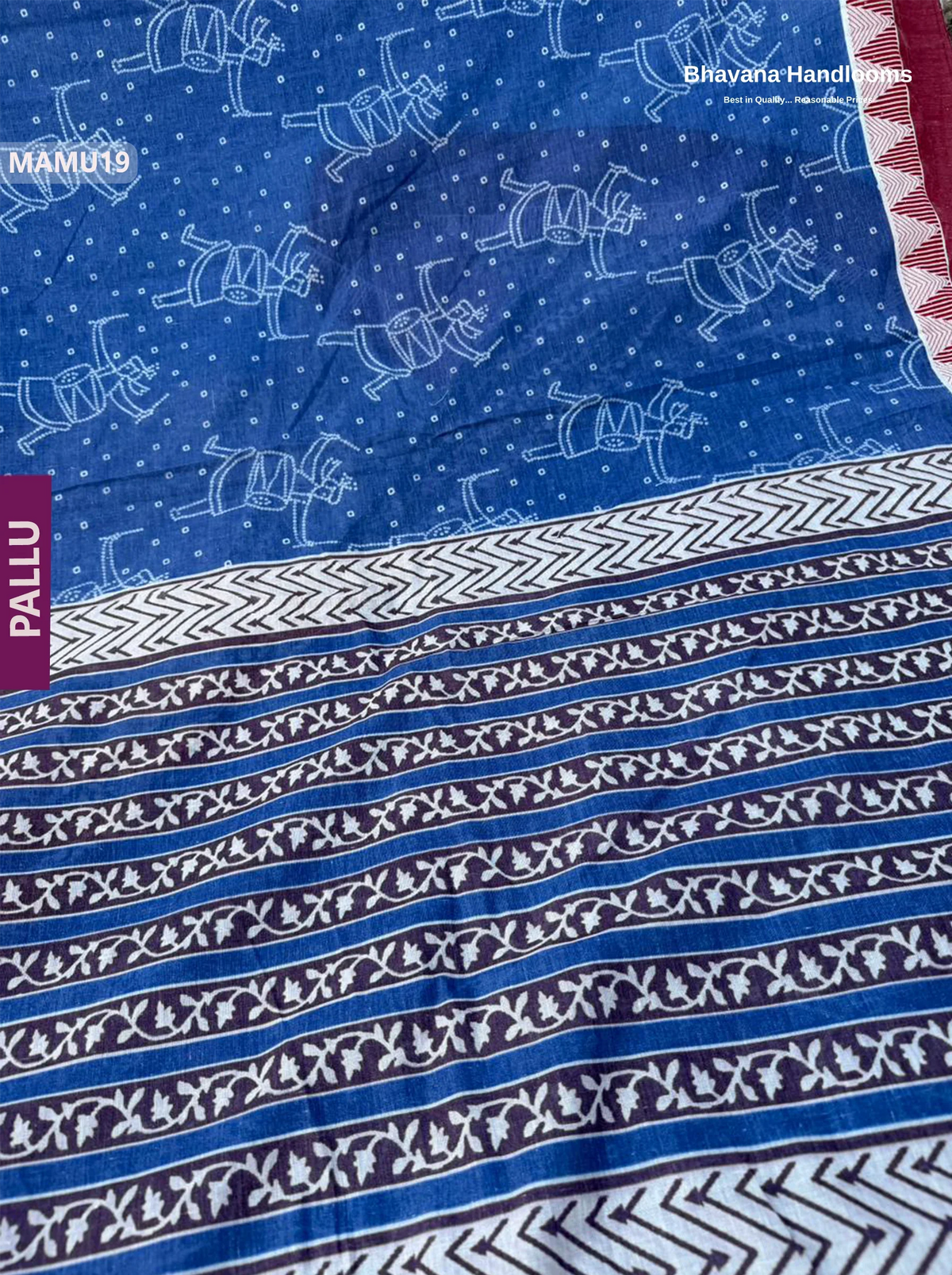 Soft Mul Cotton Dark Blue Digital Print Saree | Lightweight & Comfortable