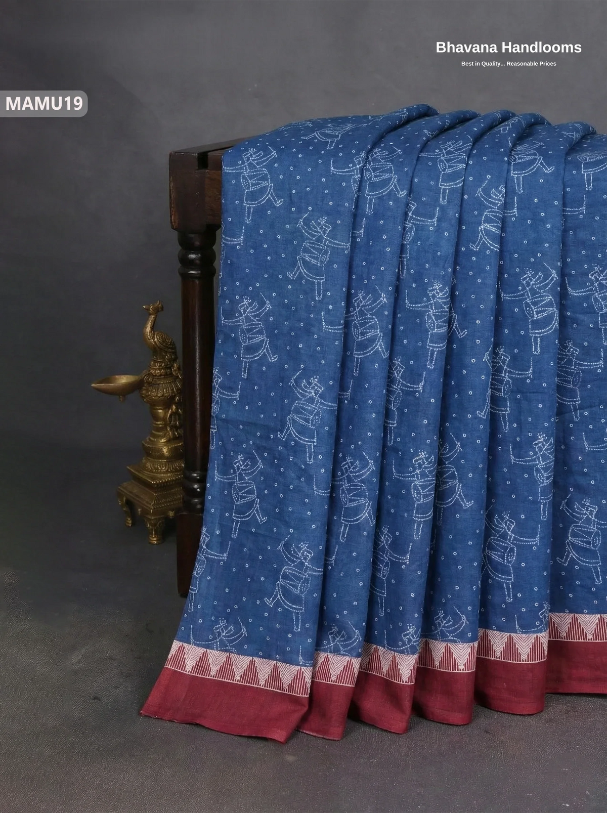 Soft Mul Cotton Dark Blue Digital Print Saree | Lightweight & Comfortable