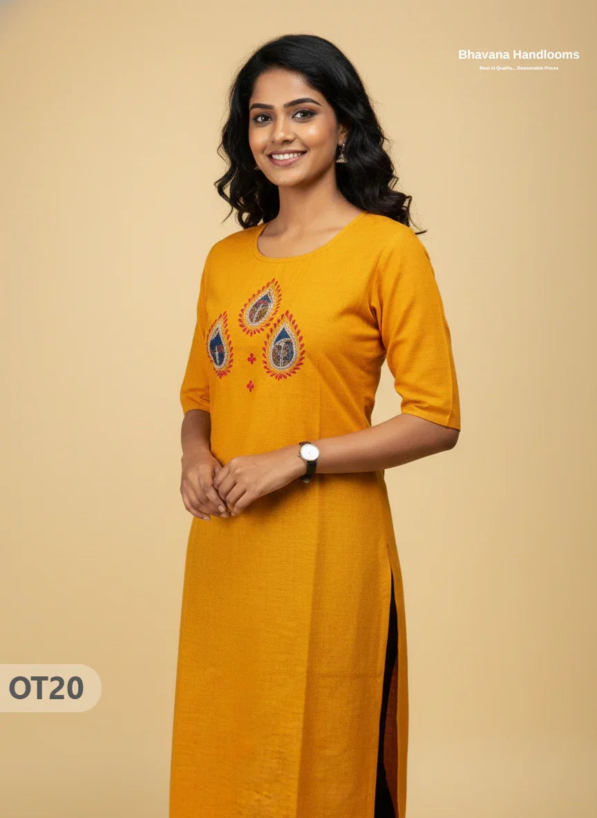 Cotton Tops with Full Length Lining Yellow Colour | Dailywear Essentials
