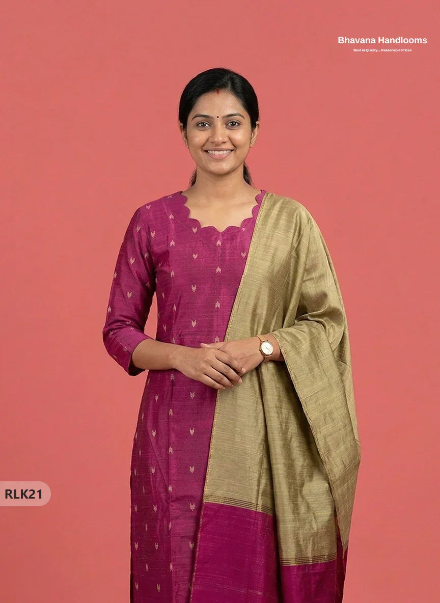 Raw Silk 2PC Set in Pink Colour | Top & Dupatta Only Ethnic Wear