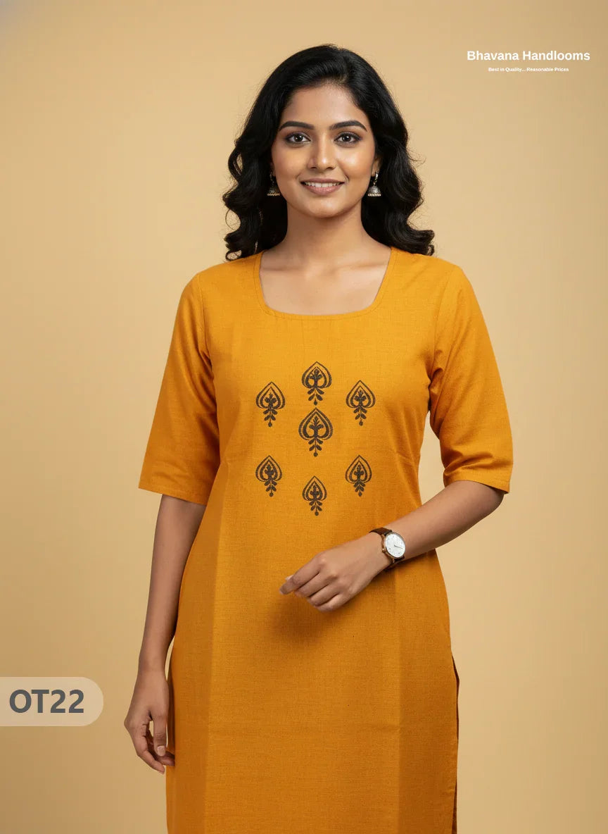Cotton Tops with Full Length Lining Yellow Colour | Dailywear Essentials