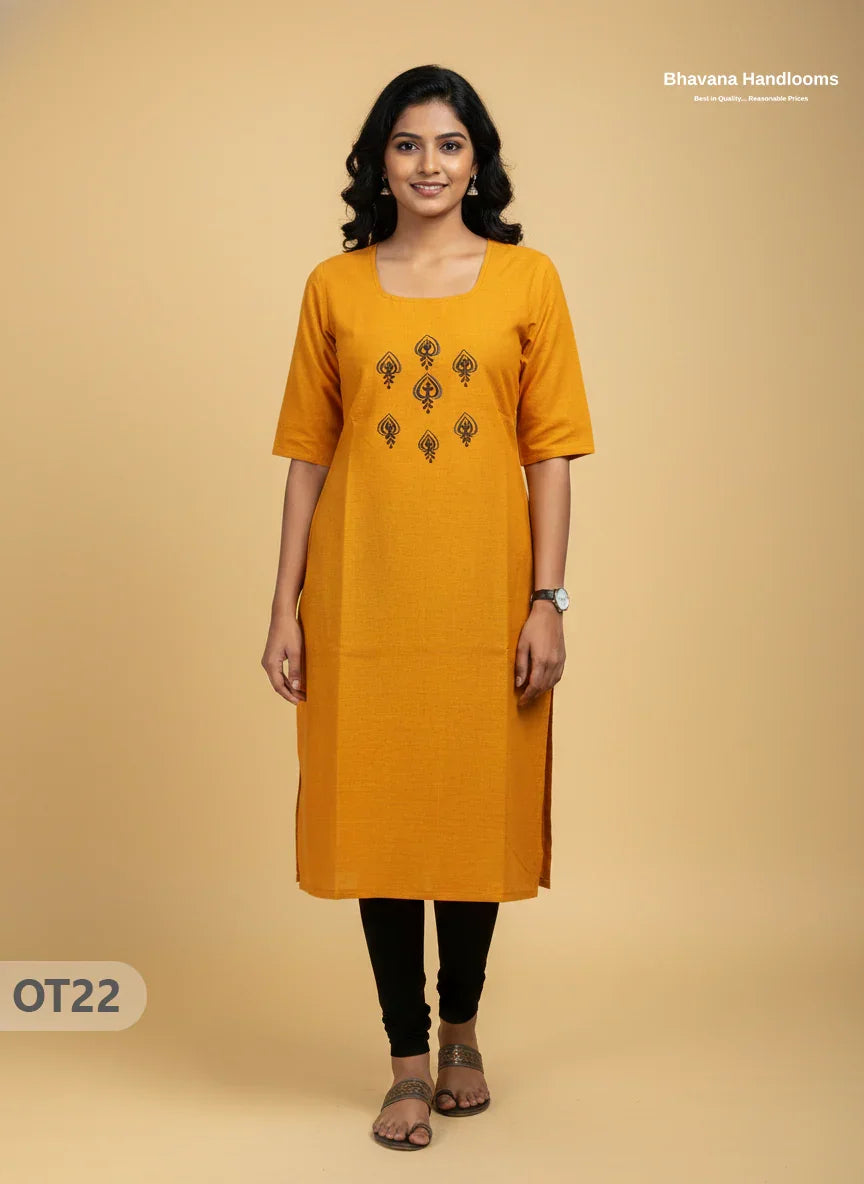 Cotton Tops with Full Length Lining Yellow Colour | Dailywear Essentials