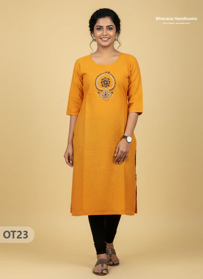 Cotton Tops with Full Length Lining Yellow Colour | Dailywear Essentials
