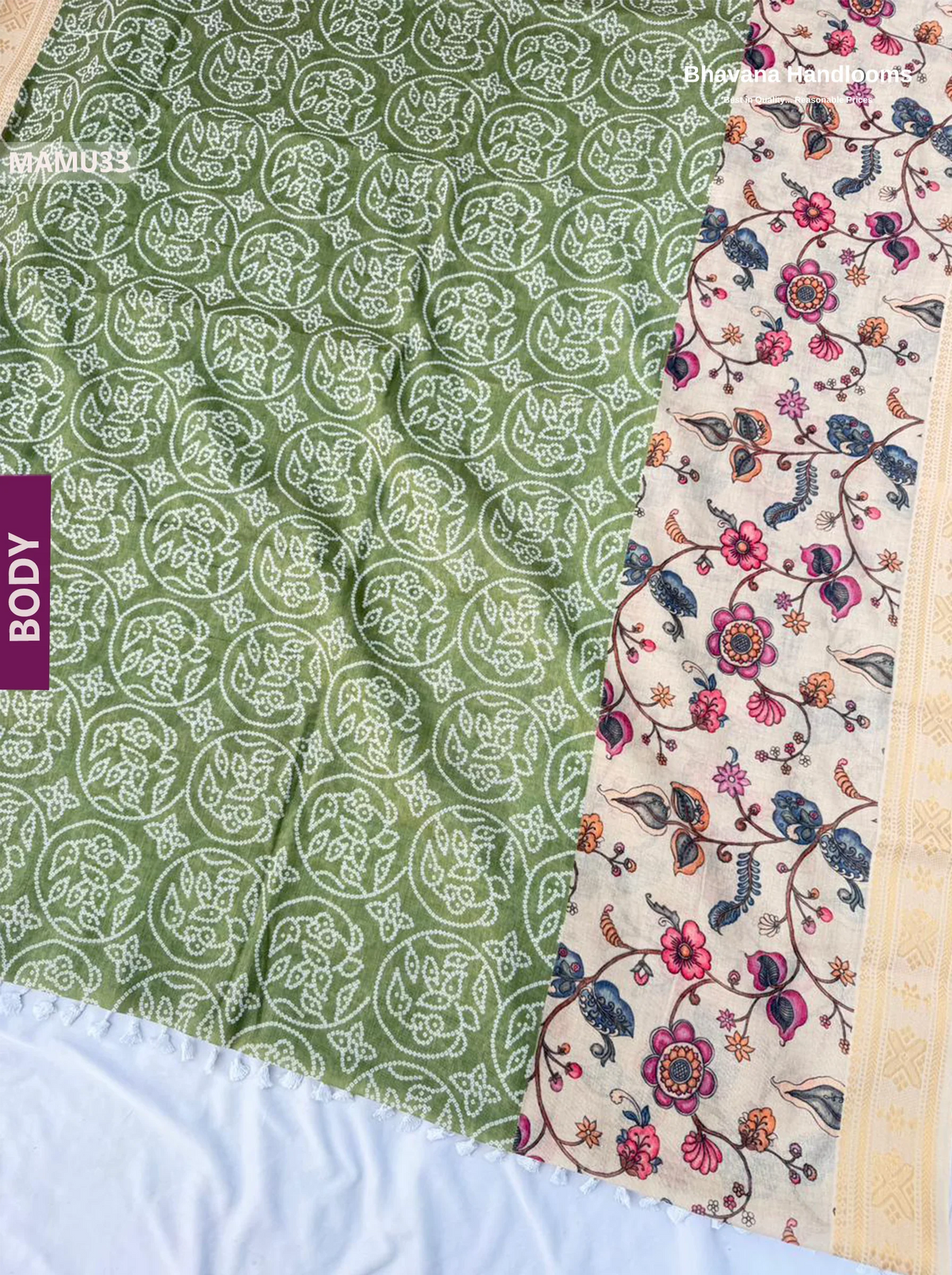 Soft Mul Cotton Light Green Digital Print Saree | Lightweight & Comfortable