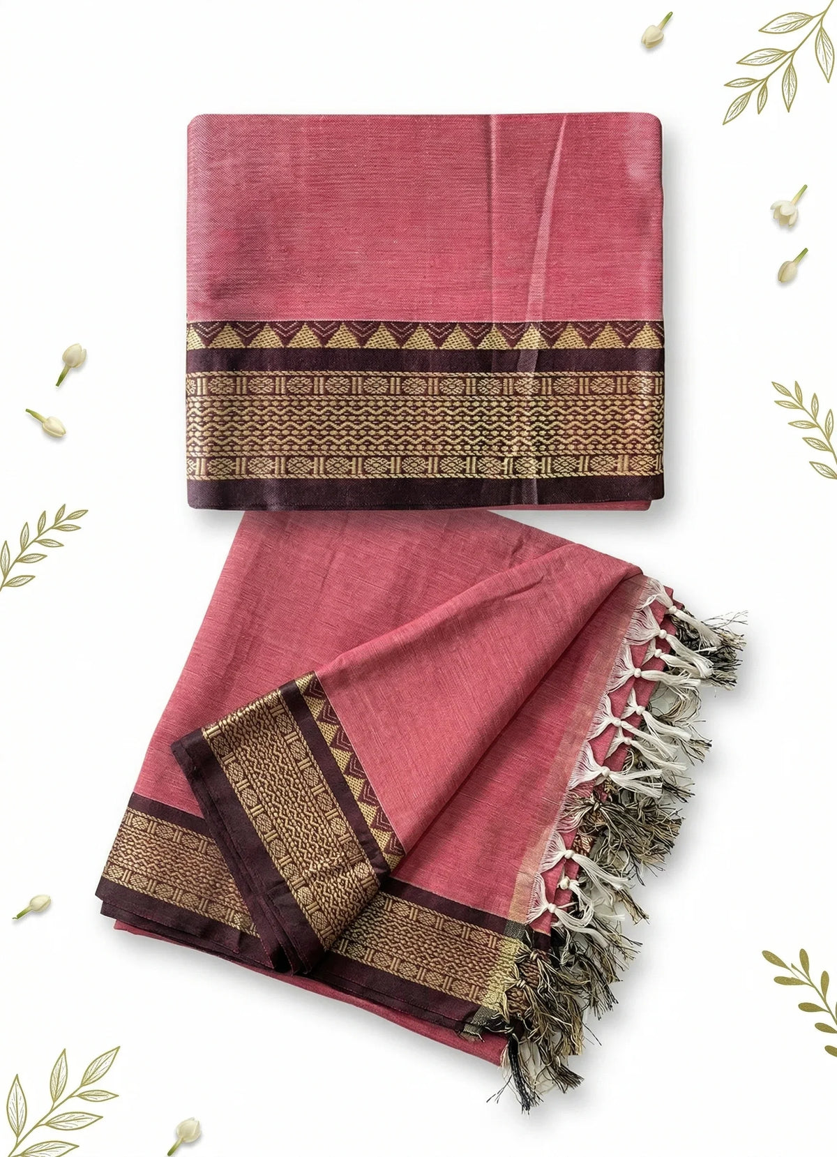 Traditional wear Narayanpet Mercerised cotton dress material with Pink colour