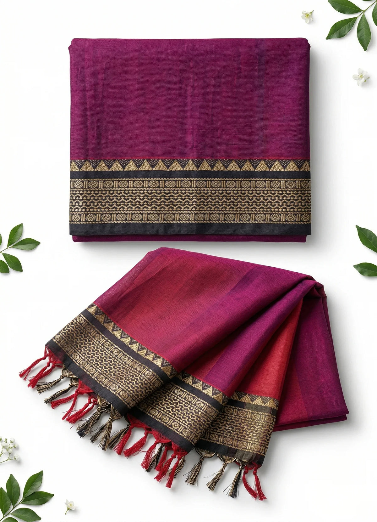 Traditional wear Narayanpet Mercerised cotton dress material with Pinkish Red colour