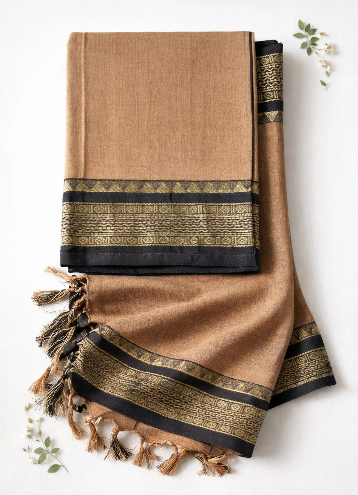 Traditional wear Narayanpet Mercerised cotton dress material with Light French Beige colour