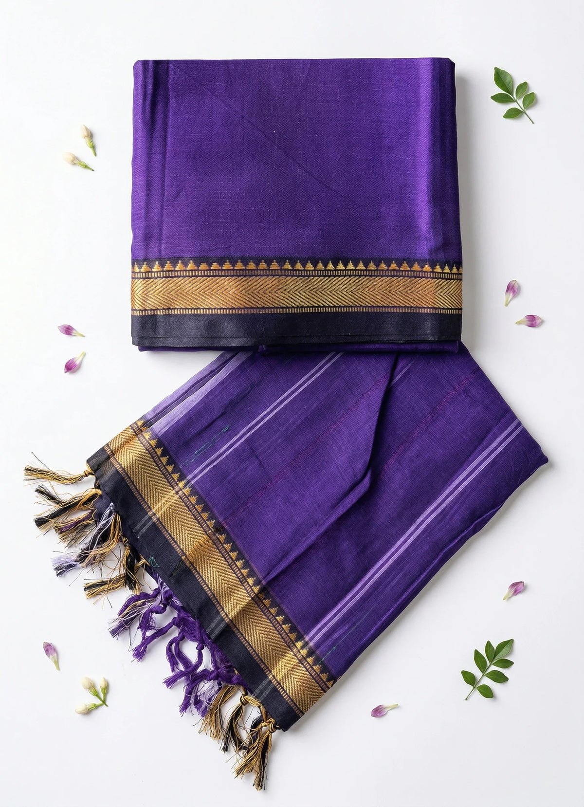 Traditional wear Narayanpet Mercerised cotton dress material with Bluish Purple colour