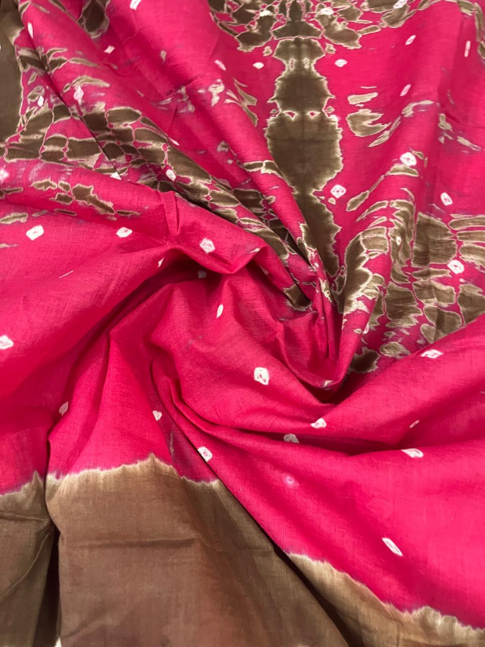 Cotton Bandhani Printed Dress Material – Medium Brown Colour Ethnic Wear for Women