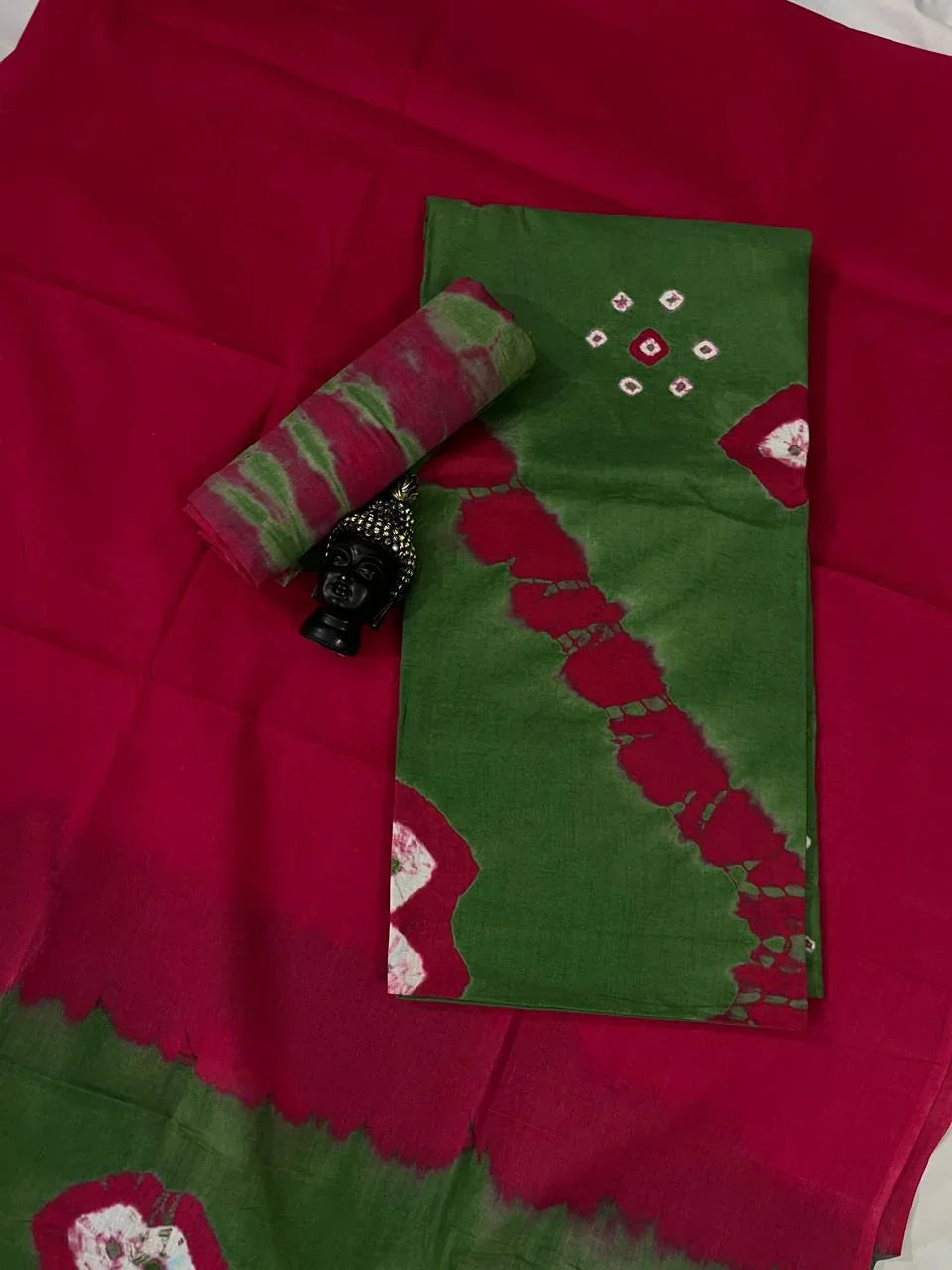 Cotton Bandhani Printed Dress Material – Green Colour Ethnic Wear for Women