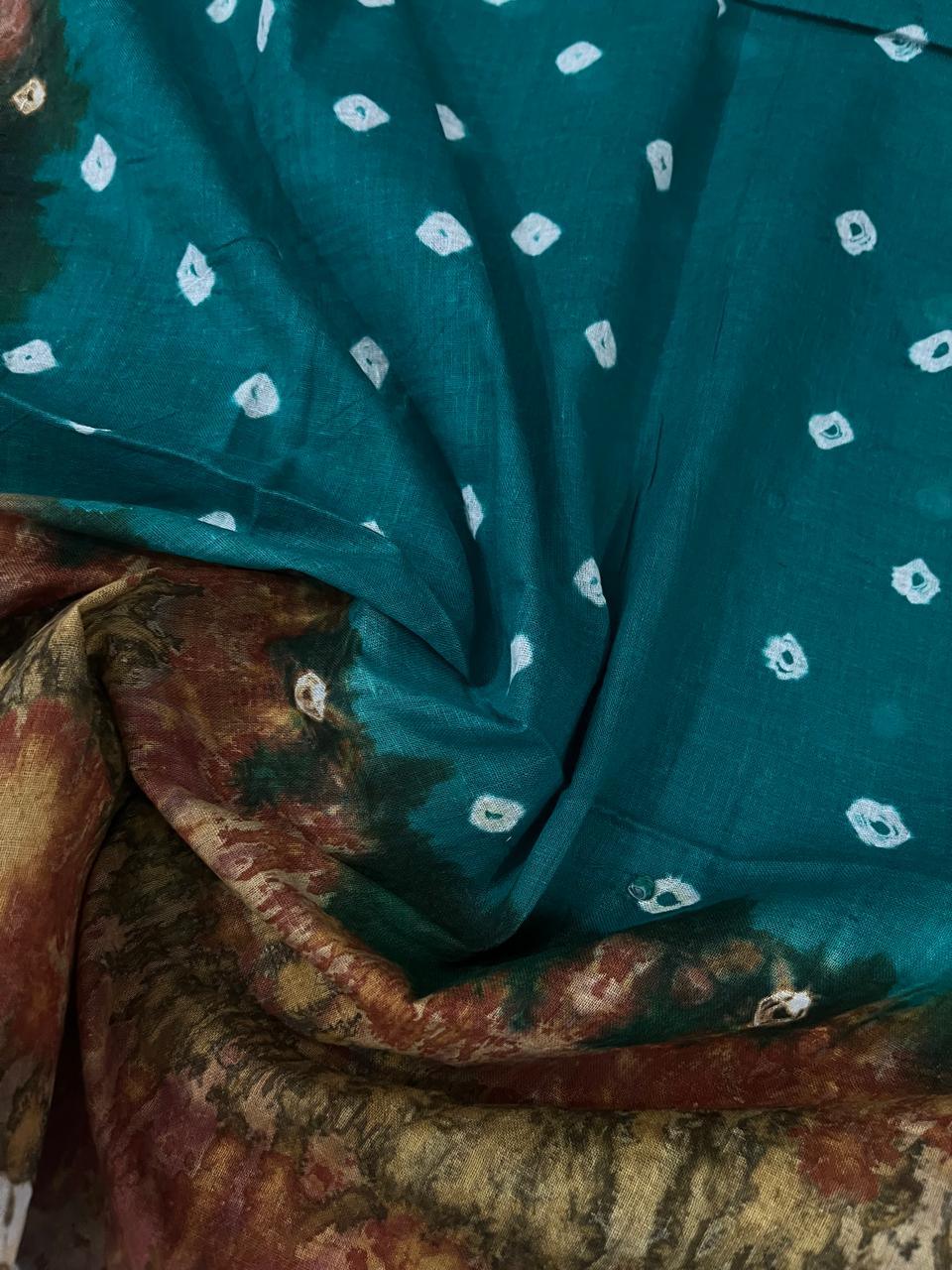 Cotton Bandhani Printed Dress Material – Light Sea Green Colour Ethnic Wear for Women