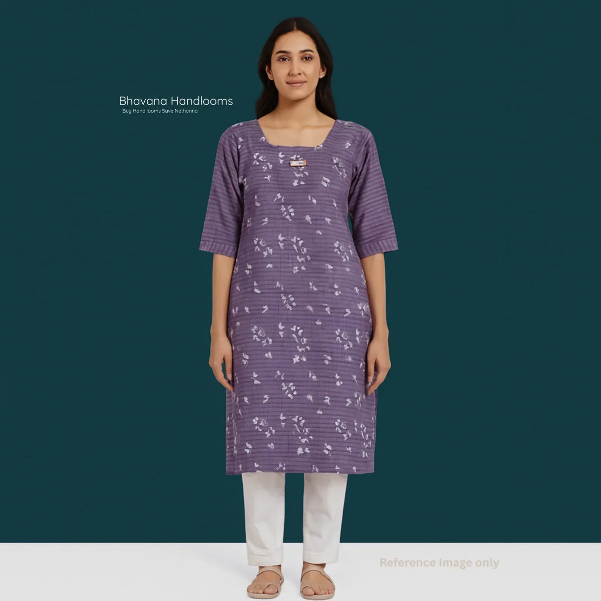 Premium Cotton Straight Cut Kurti Lavender – Elegant Floral Print Design