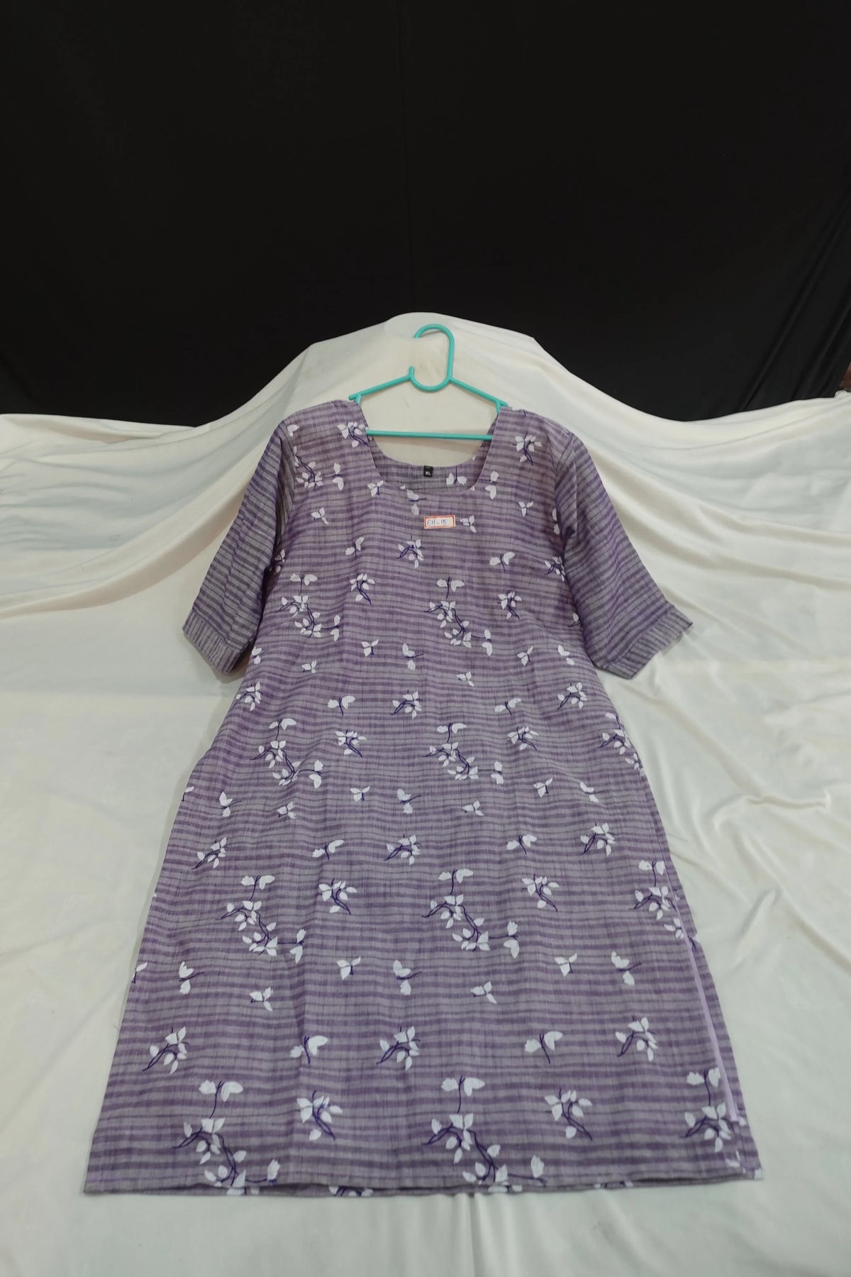 Premium Cotton Straight Cut Kurti Lavender – Elegant Floral Print Design