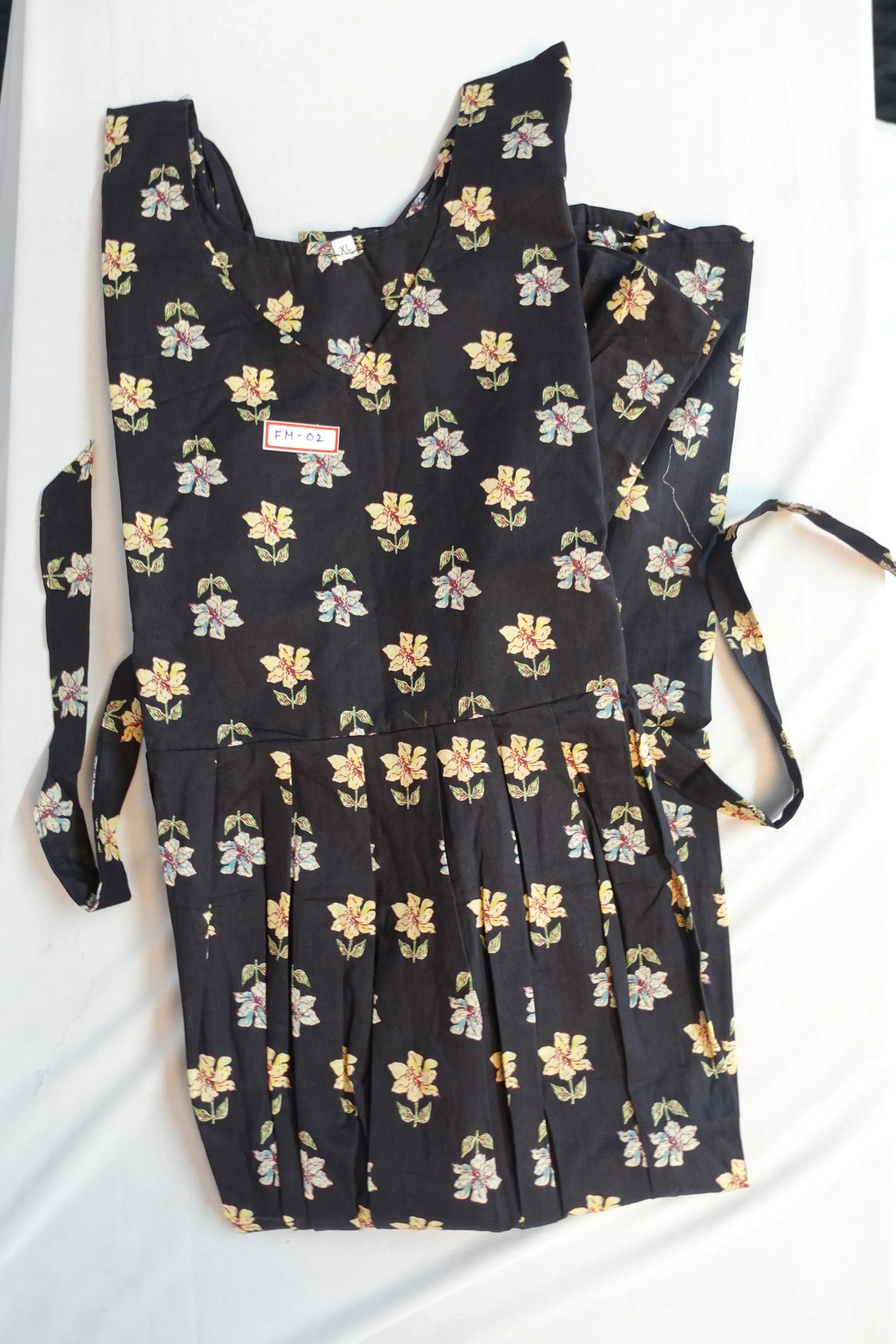Premium Mul Cotton Frock Black – Puff Sleeve Design with Knots, Zero Shrinkage