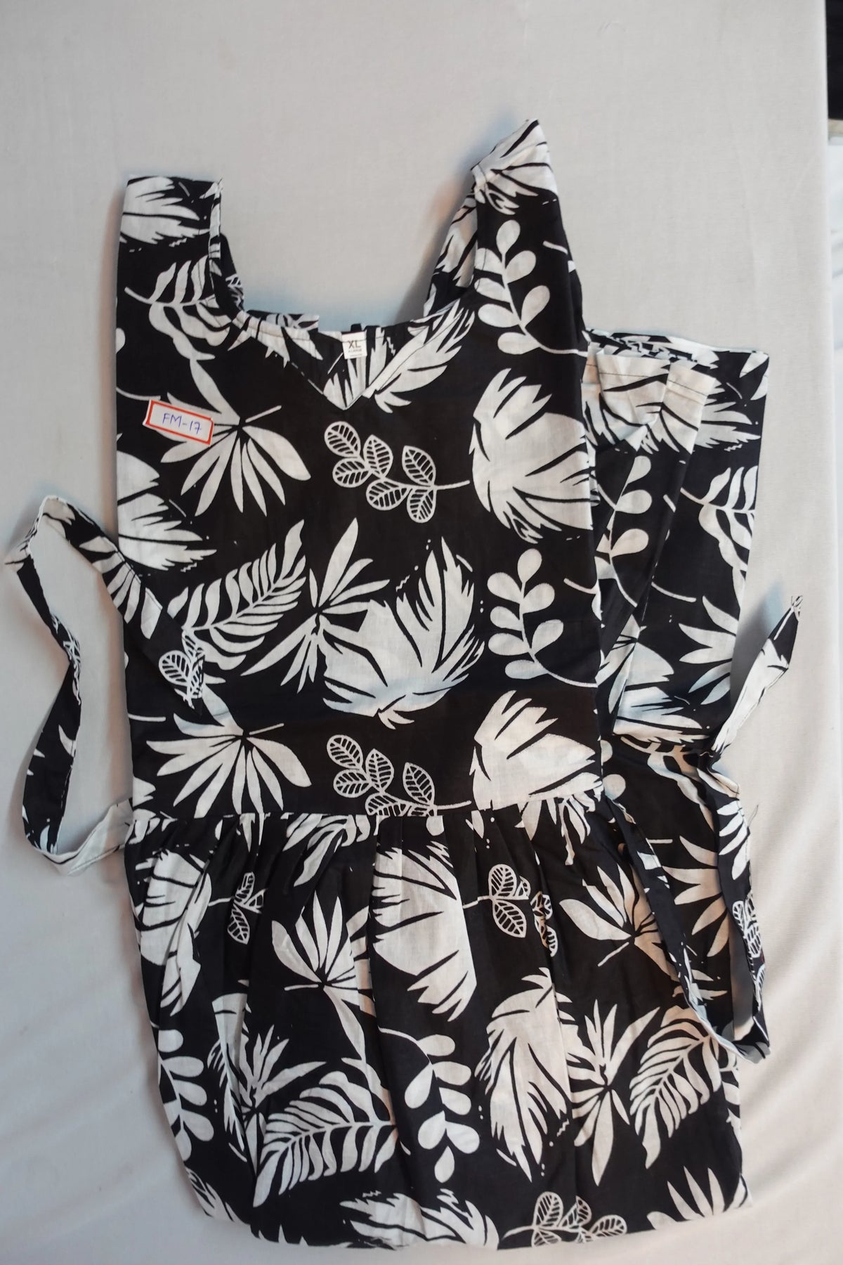 Premium Mul Cotton Frock Black – Puff Sleeve Design with Knots, Zero Shrinkage