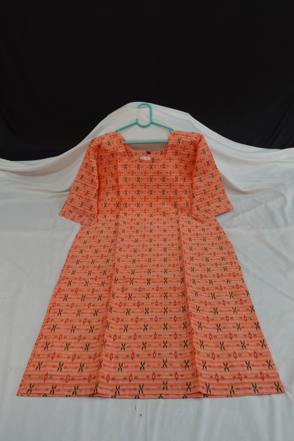 Premium Cotton Straight Cut Kurti – Orange Floral Print Design for Women