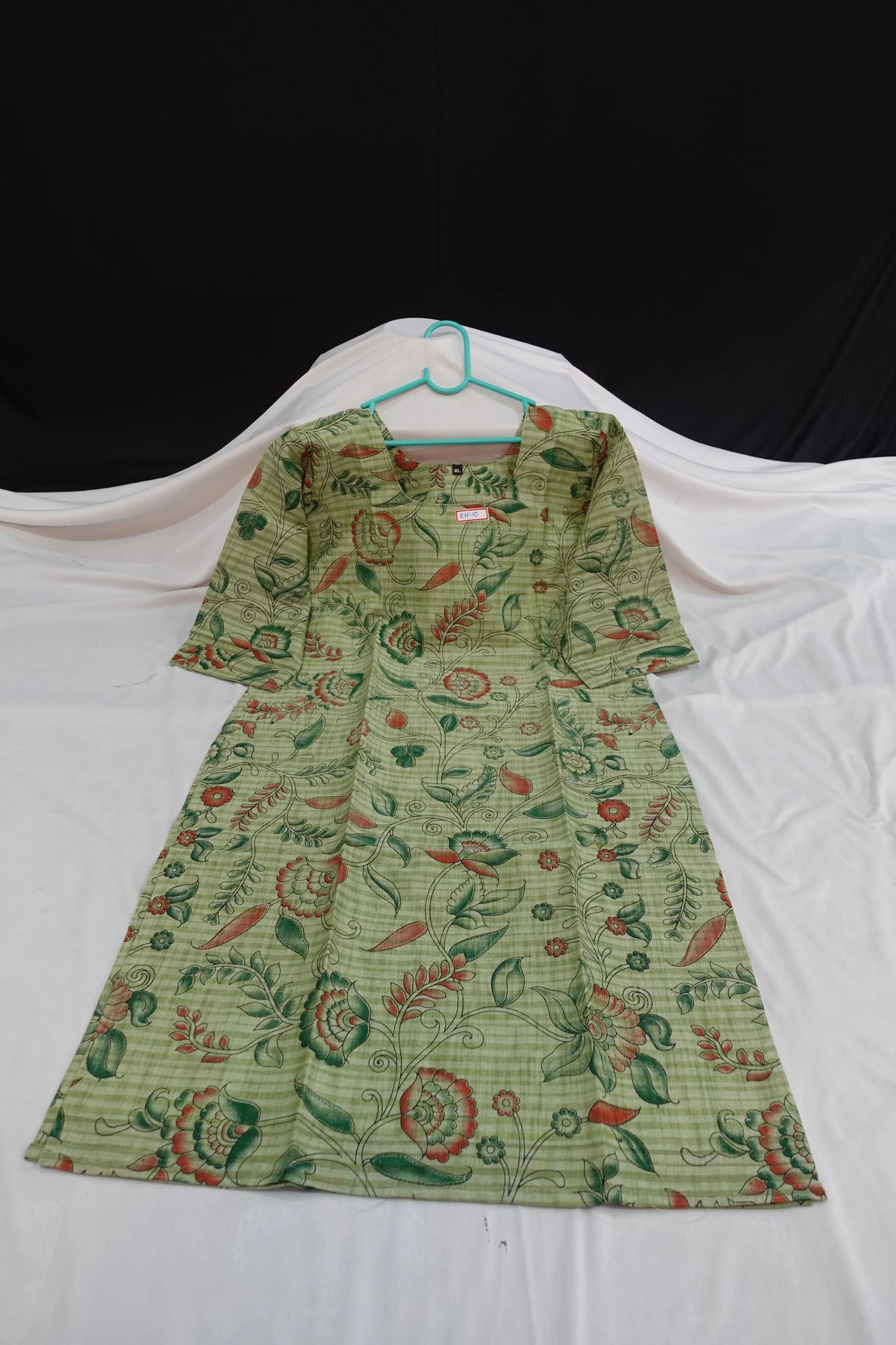Premium Straight Cut Kurti – Pale Green Colour with Beautiful Floral Print