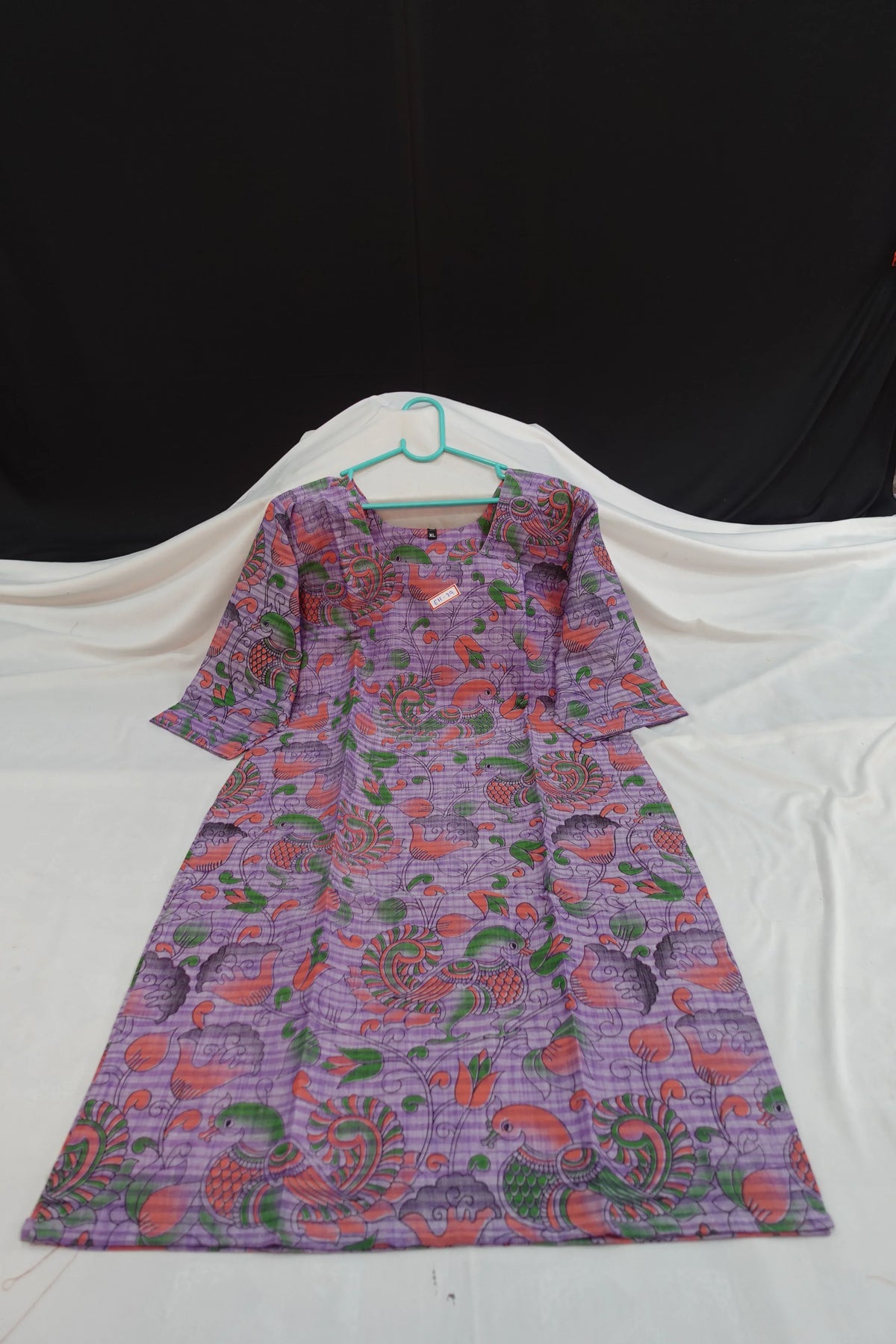 Premium Cotton Straight Cut Kurti – Grape Floral Print Design for Women