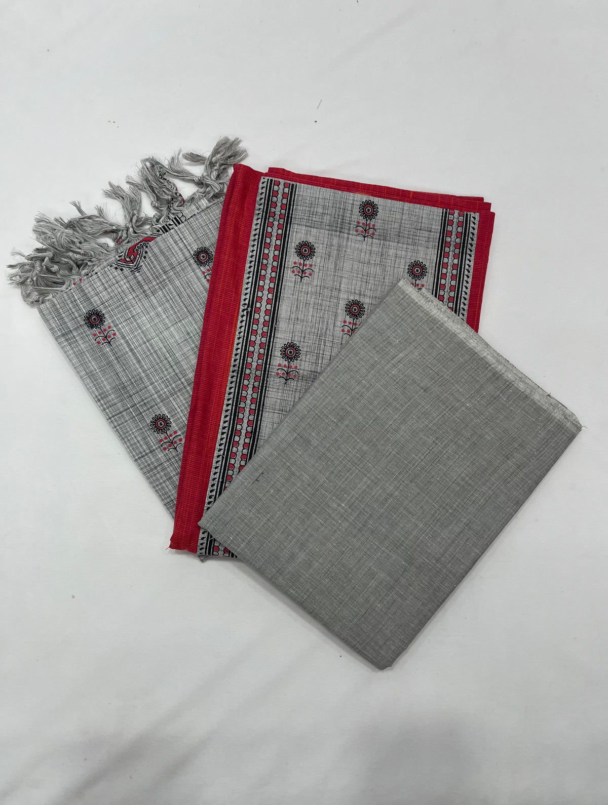 Cotton Dress Material with Red Color