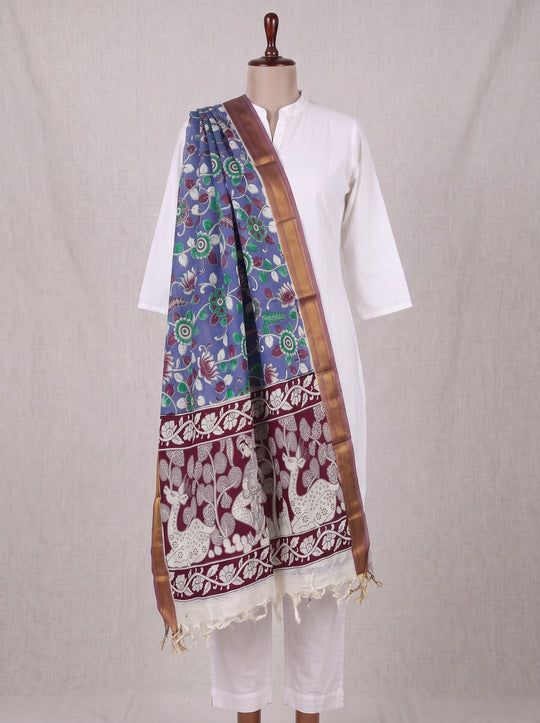 Mangalagiri Kalamkari Cotton Dupatta | 2.5 Mtrs | Handloom Heritage