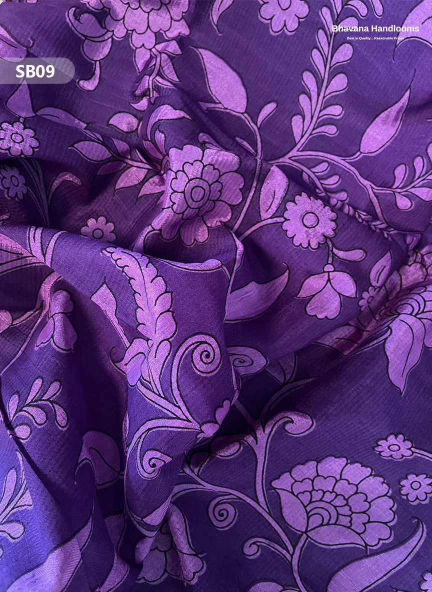 Dark Lavender Color Kalamkari Silk Dupatta for Women | Traditional Wear
