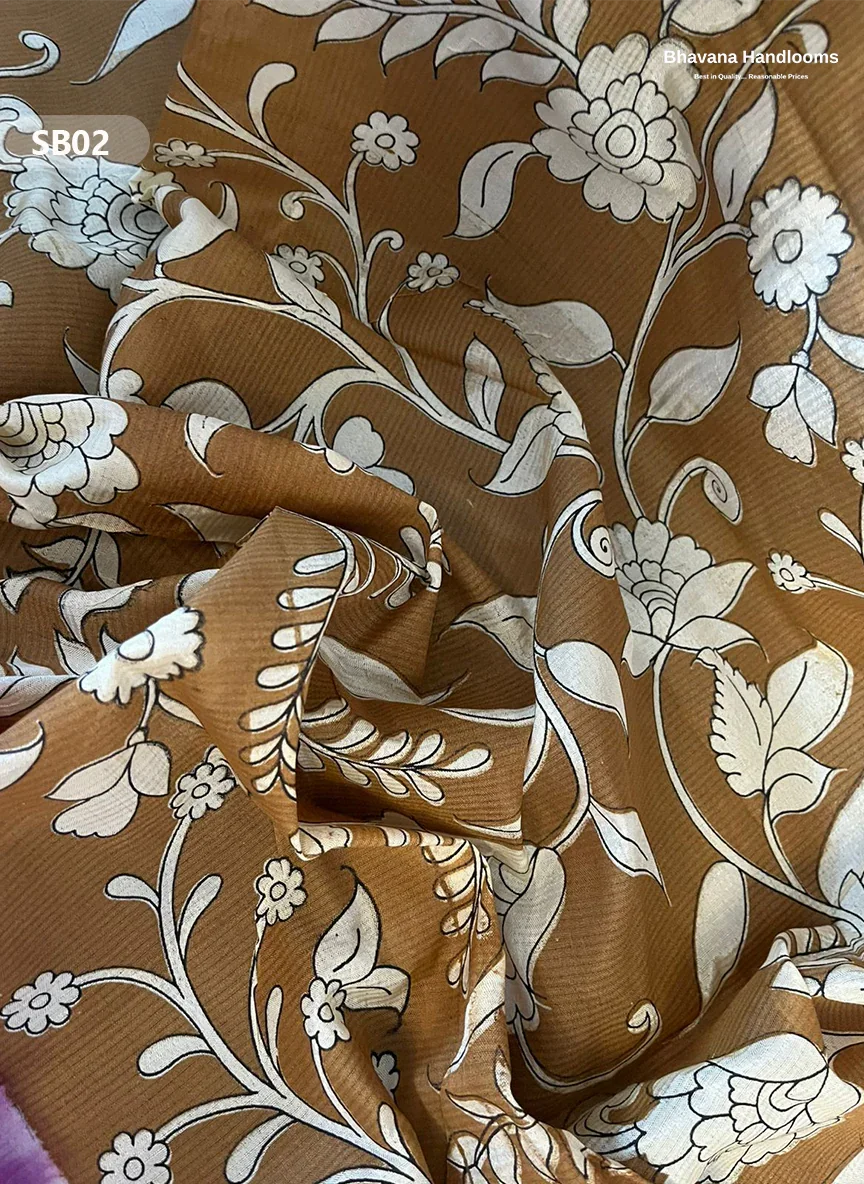 Brown Color Kalamkari Silk Dupatta for Women | Traditional Wear