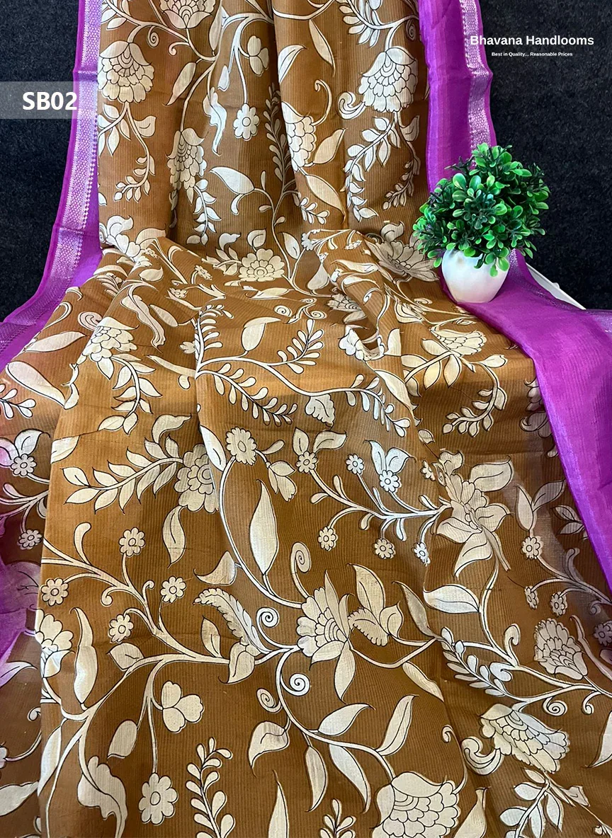 Brown Color Kalamkari Silk Dupatta for Women | Traditional Wear