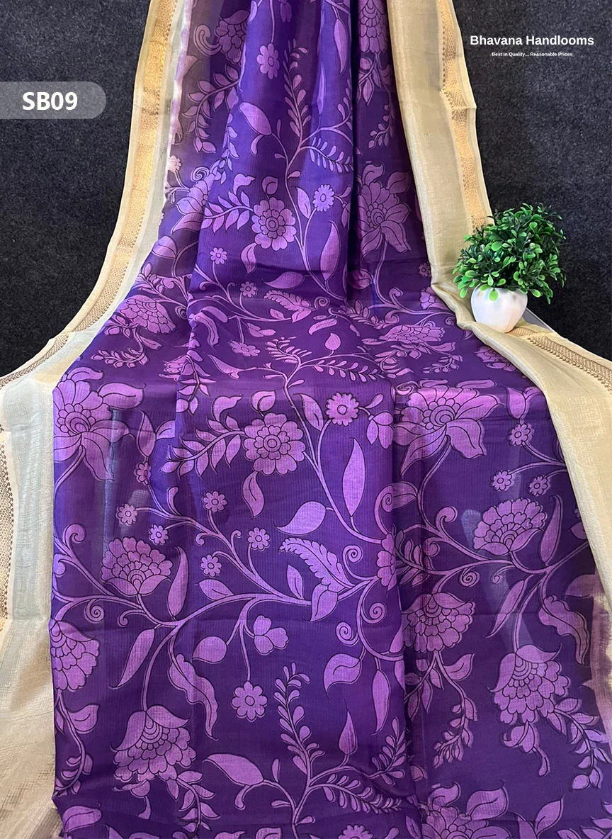 Dark Lavender Color Kalamkari Silk Dupatta for Women | Traditional Wear