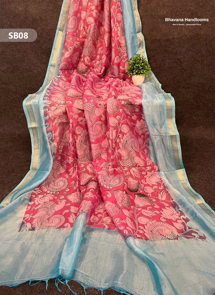 Pinkish Red Color Kalamkari Silk Dupatta for Women | Traditional Wear