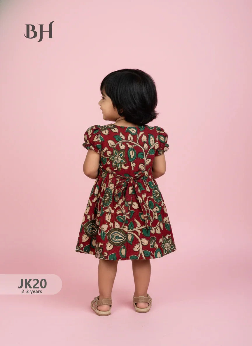 Red Cotton Printed Baby Frocks – Latest Kids Wear Collection | Bhavana Handlooms