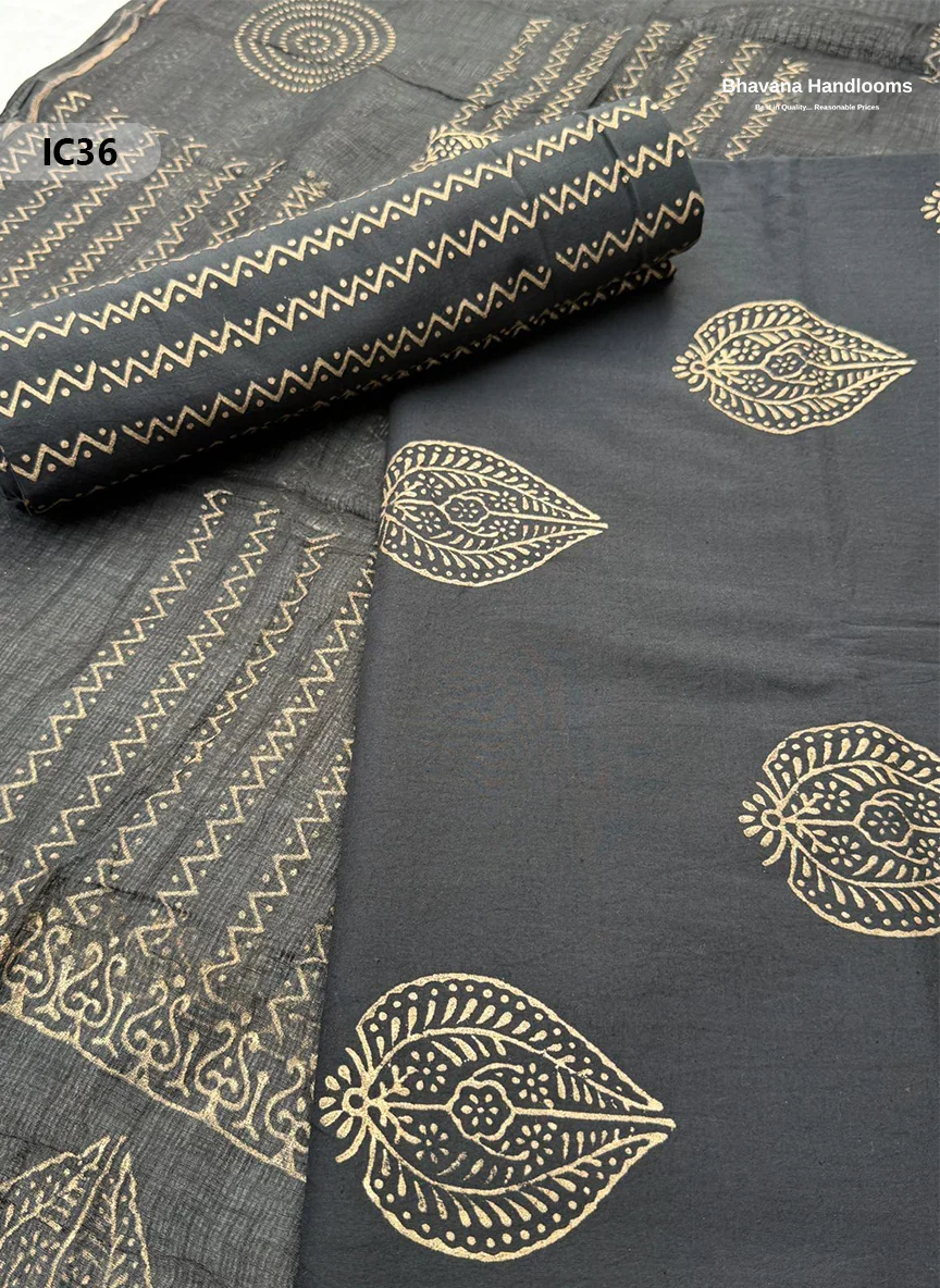 Premium Jaipur Cotton Dress Material with Soft Kota Dupatta Black Colour