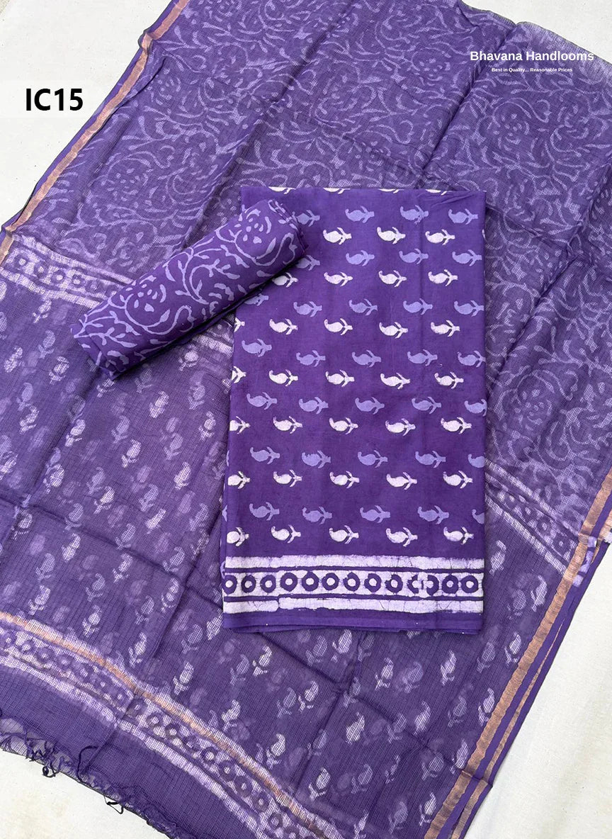 Premium Jaipur Cotton Dress Material with Soft Kota Dupatta with Violet Colour Top