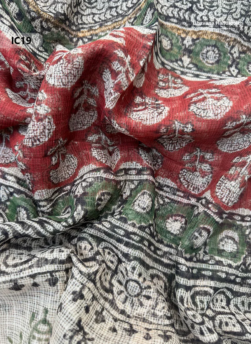 Premium Jaipur Cotton Dress Material with Soft Kota Dupatta with Red Colour Top