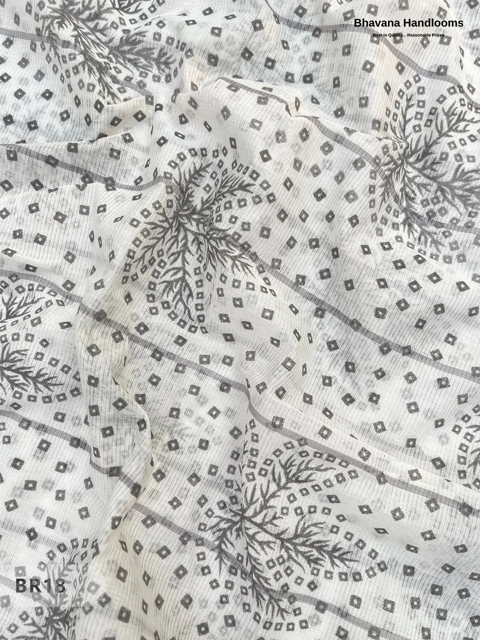 Mangalagiri Cotton Dress Material with White Chunni with Gray Colour