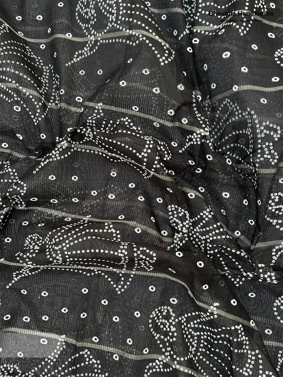 Mangalagiri Cotton Dress Material with White Chunni with Black Colour
