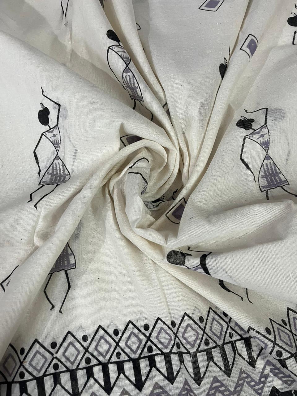 Pure Cotton Village Print Dress Material in Pastel Lavender Colour | Ethnic Wear Fabric