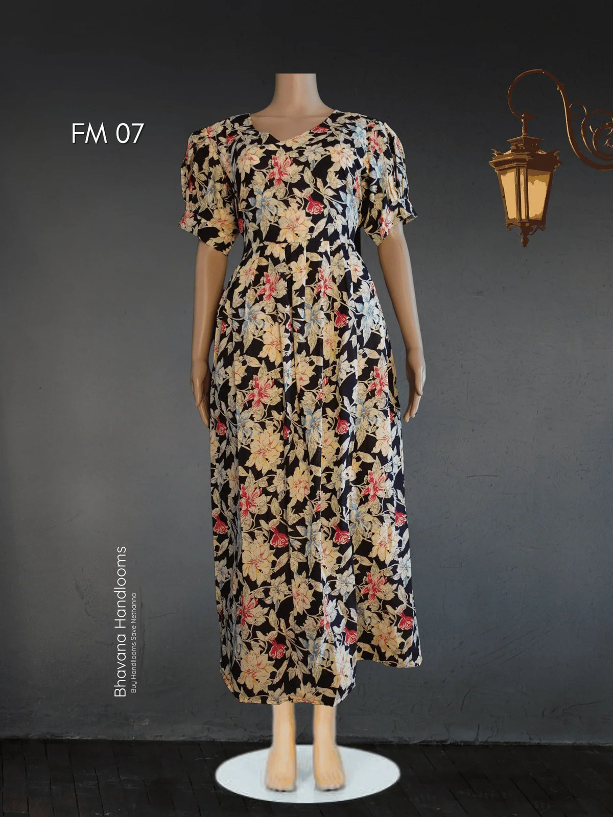 Premium Mul Cotton Frock Black – Puff Sleeve Design with Knots, Zero Shrinkage