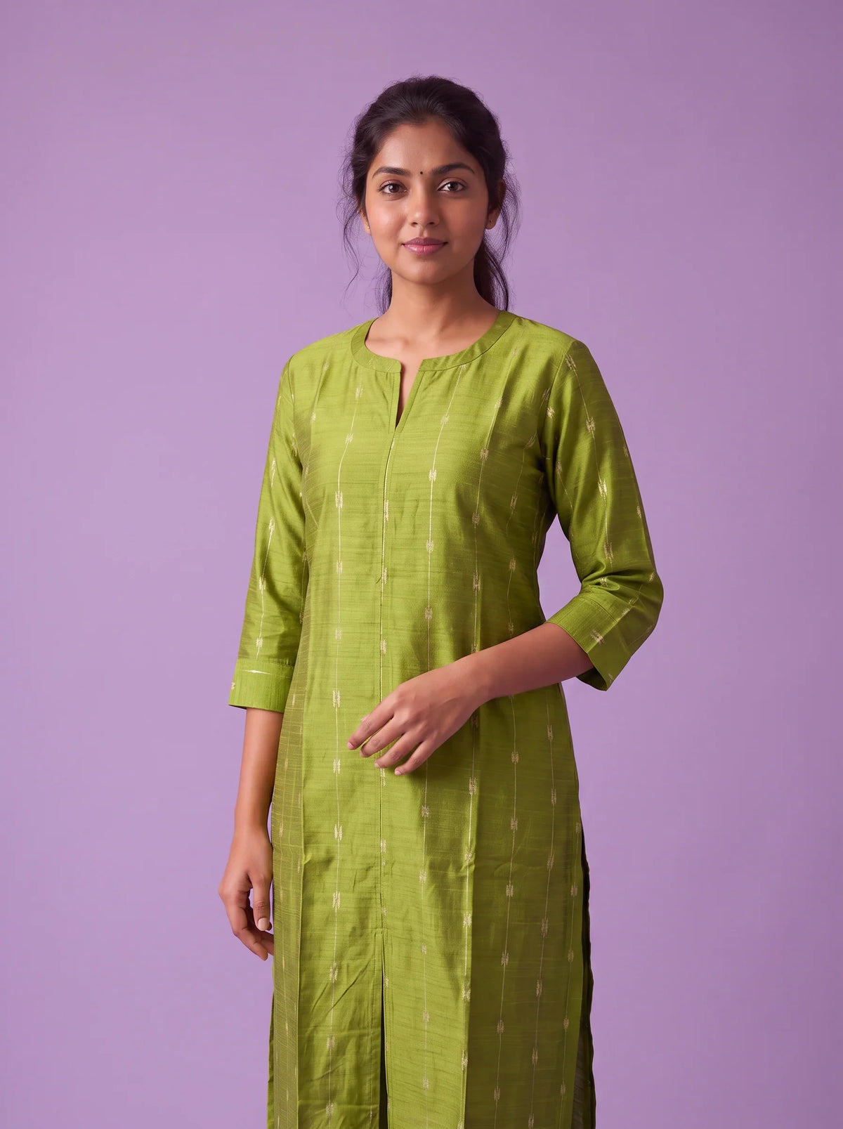 Premium Raw Silk Co-Ord Set in Lime Green Colour with Elastic Bottom | Ready to Wear