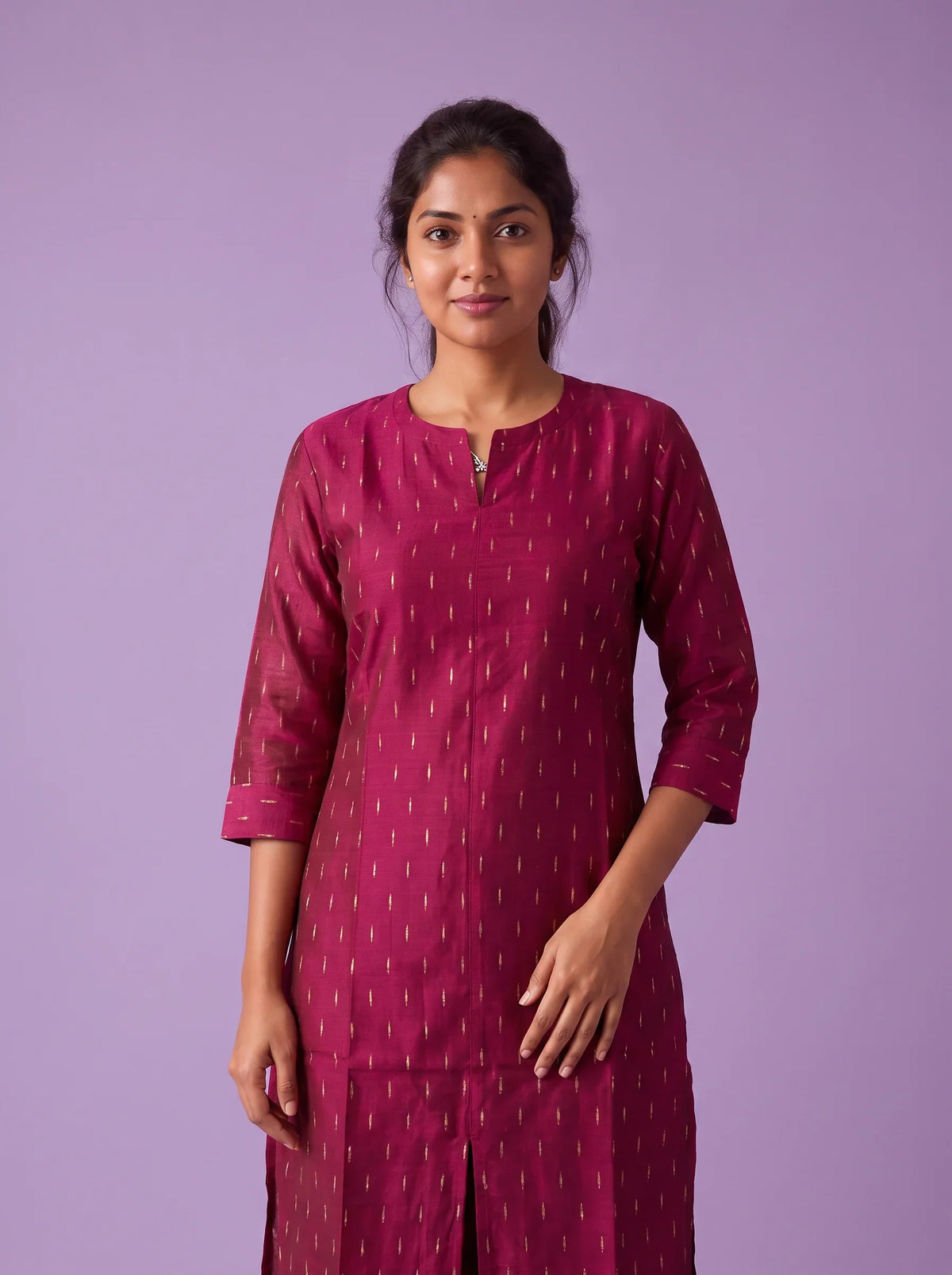 Premium Raw Silk Co-Ord Set in Magenta Pink Colour with Elastic Bottom | Ready to Wear