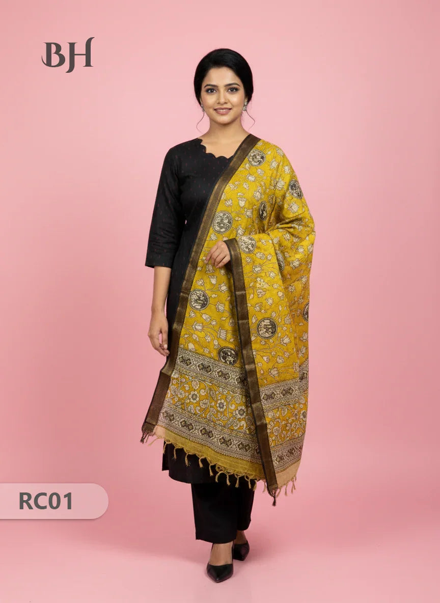Chennuri Silk Dupatta with Raw Silk Black Top | Elegant Traditional Women’s Wear