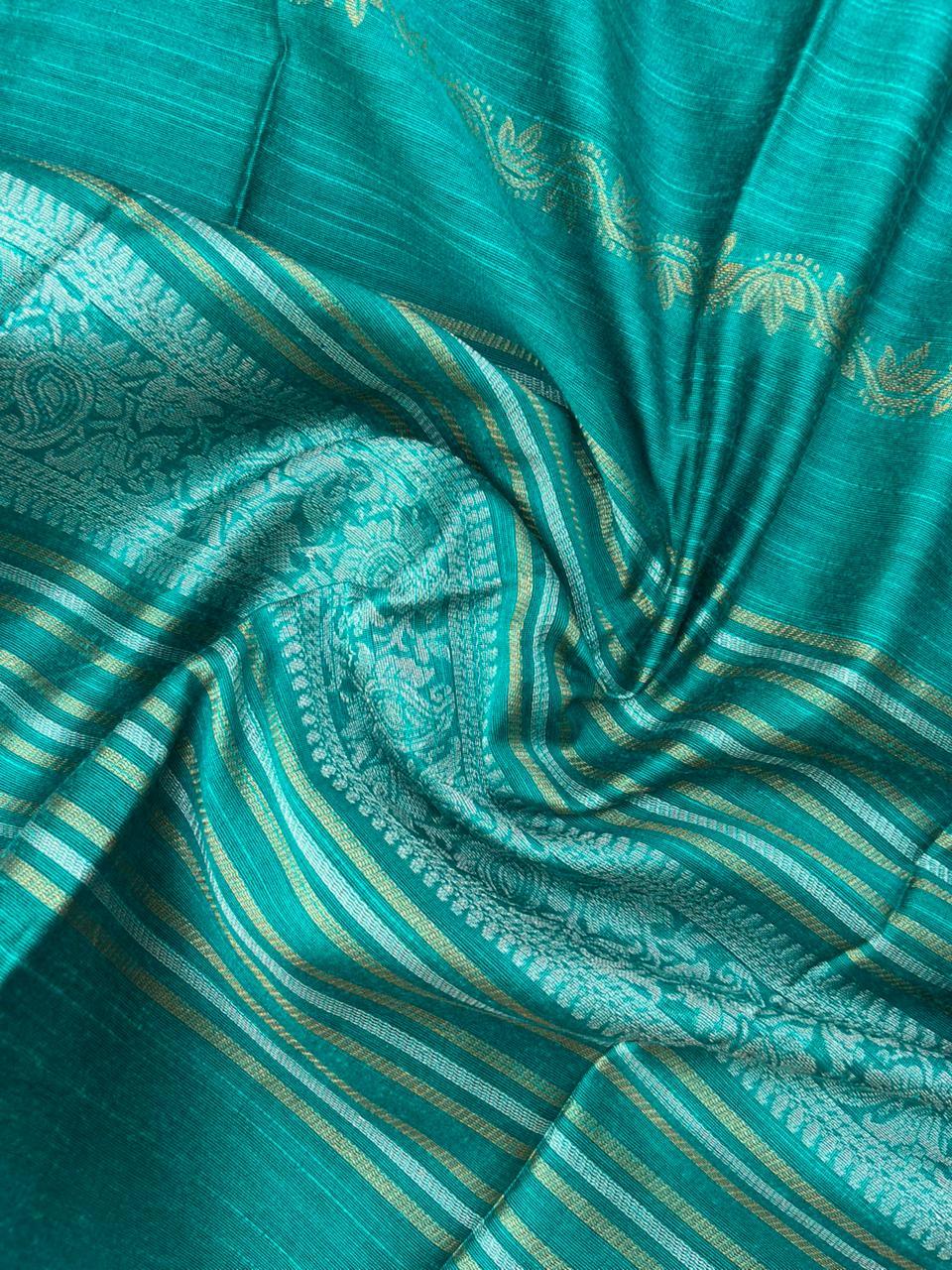 Premium Sea Green Raw Silk 3PC Unstitched Dress Material for Women