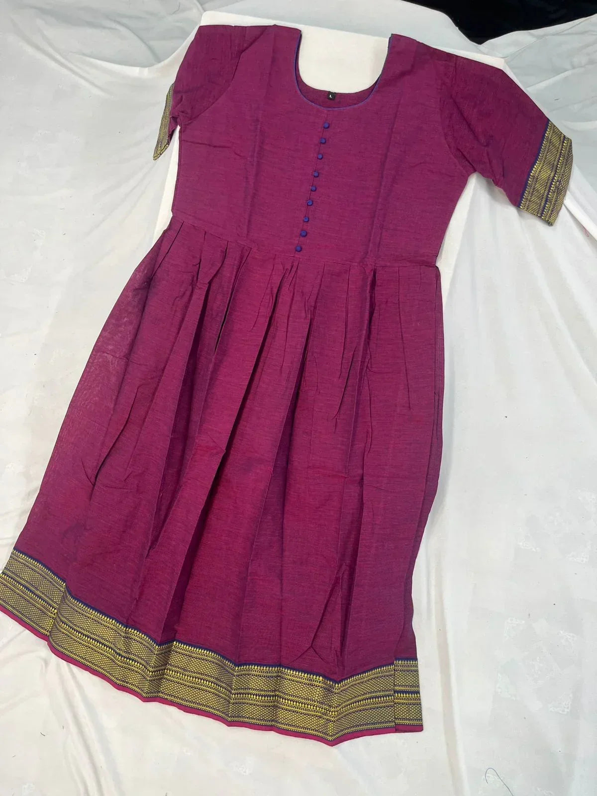 Mangalagiri Cotton Long Frock with Purple Colour