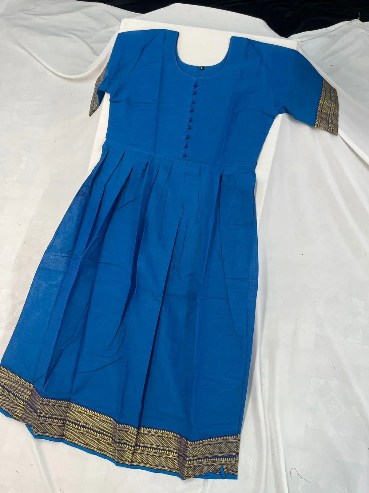 Mangalagiri Cotton Long Frock with Blue Colour