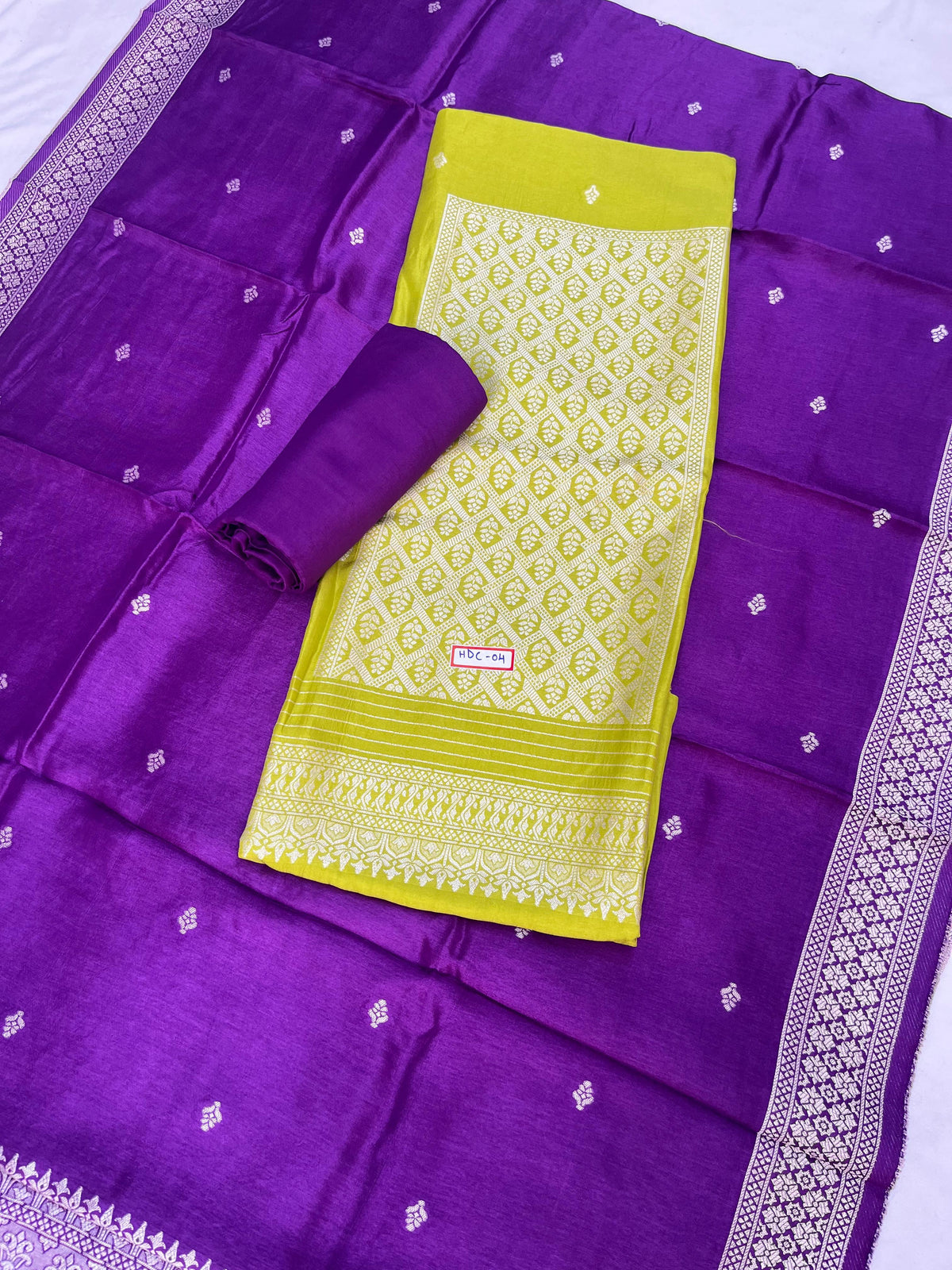 Parrot Green Chanderi Silk Dress Material – Royal Look with Silver Zari & Soft Shine