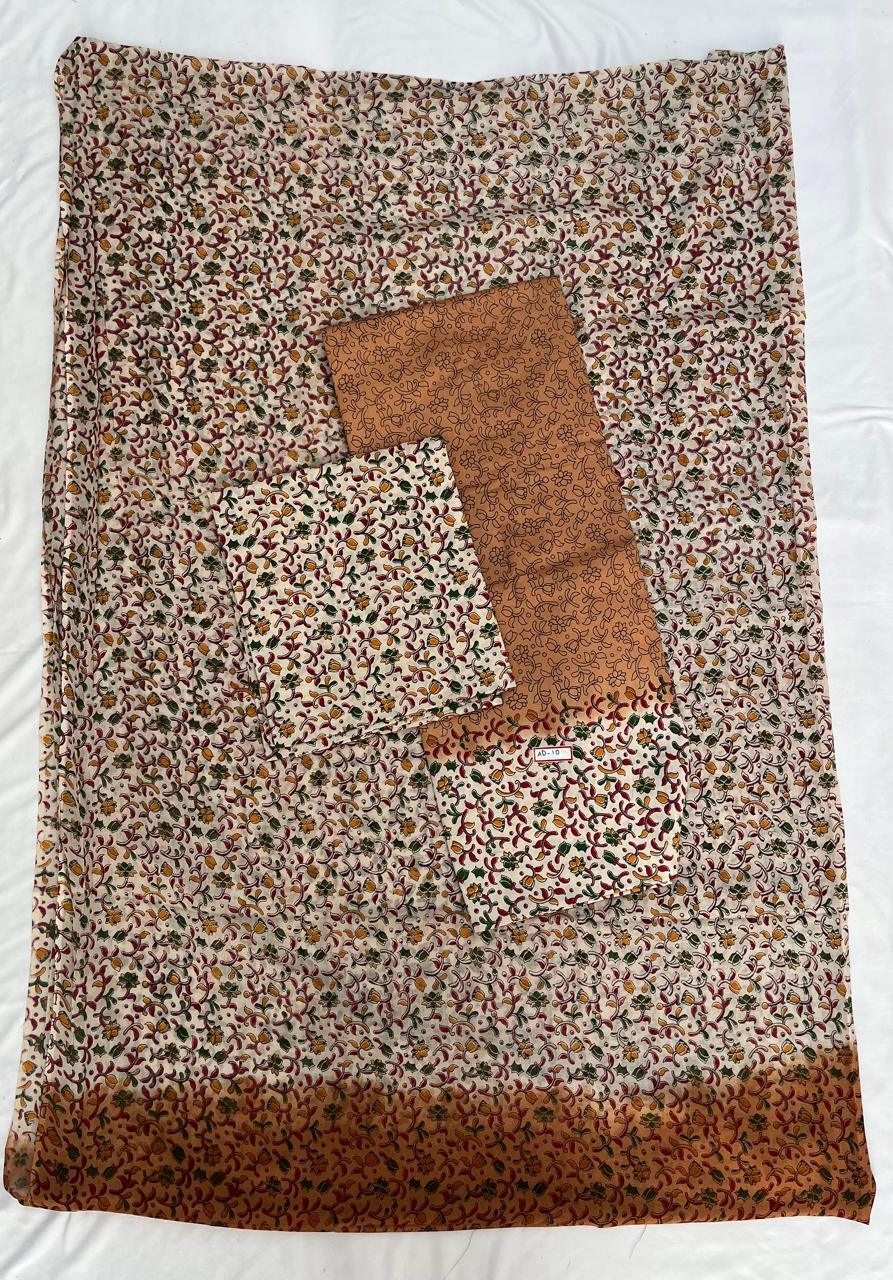 Pure Cotton Hand block Printed Dress Material – French Beige Colour Ethnic Wear for Women