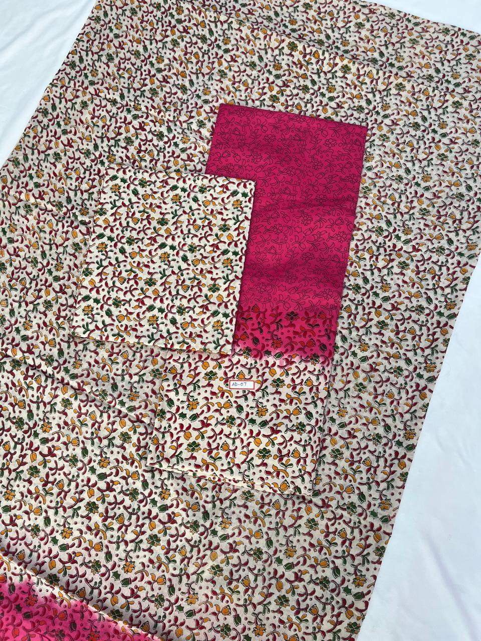 Pure Cotton Hand block Printed Dress Material – Pink Colour Ethnic Wear for Women